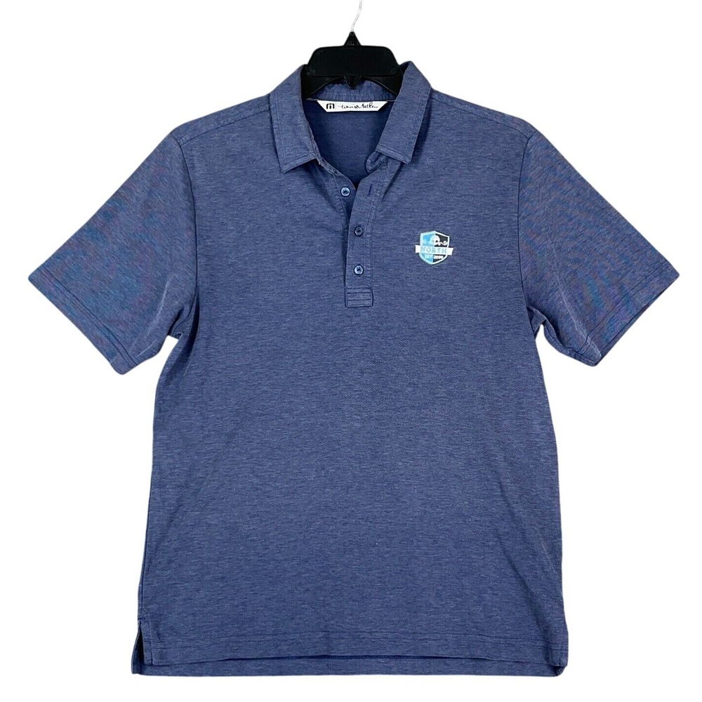 Travis Mathew Golf Polo Shirt Mens M Blue‎ Heathered Golf North Club